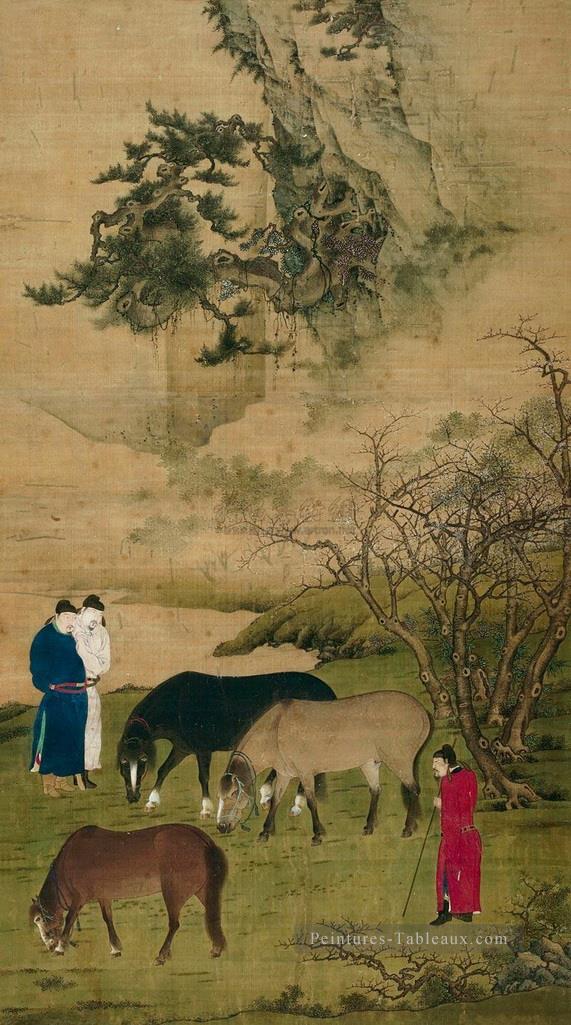Zhao mengfu Chevals Art chinois traditionnel Peintures à l'huile